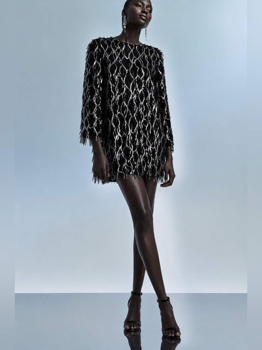 ZARA MINI DRESS WITH FRINGING AND SEQUINS - Picture 8 of 16